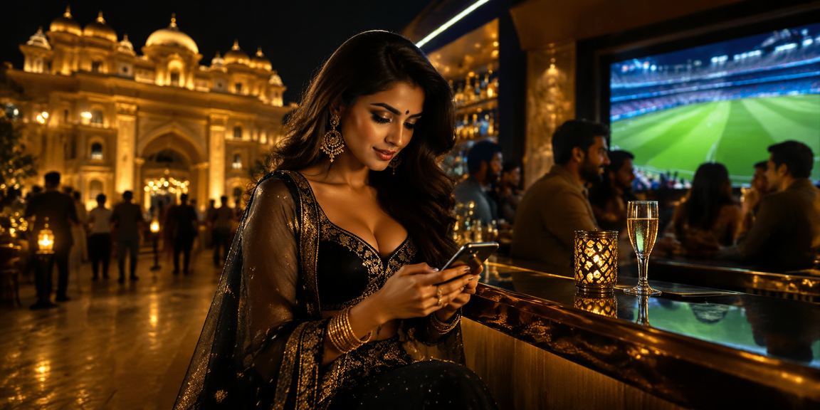 Indian player enjoying cricket betting on mobile device